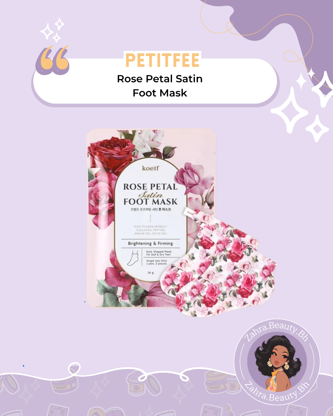 PETITFEE - Rose Petal Satin Foot Mask