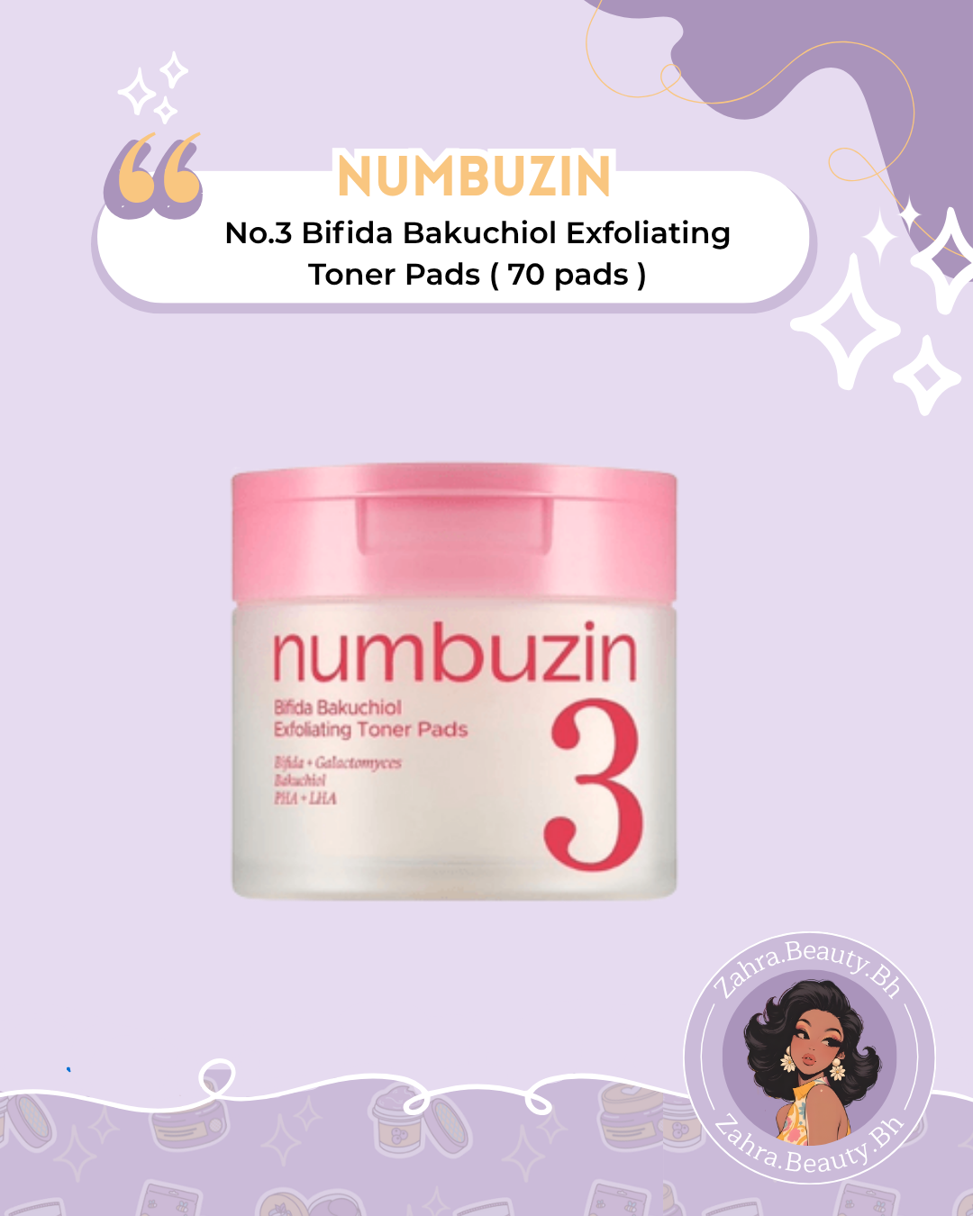 numbuzin - No.3 Bifida Bakuchiol Exfoliating Toner Pads