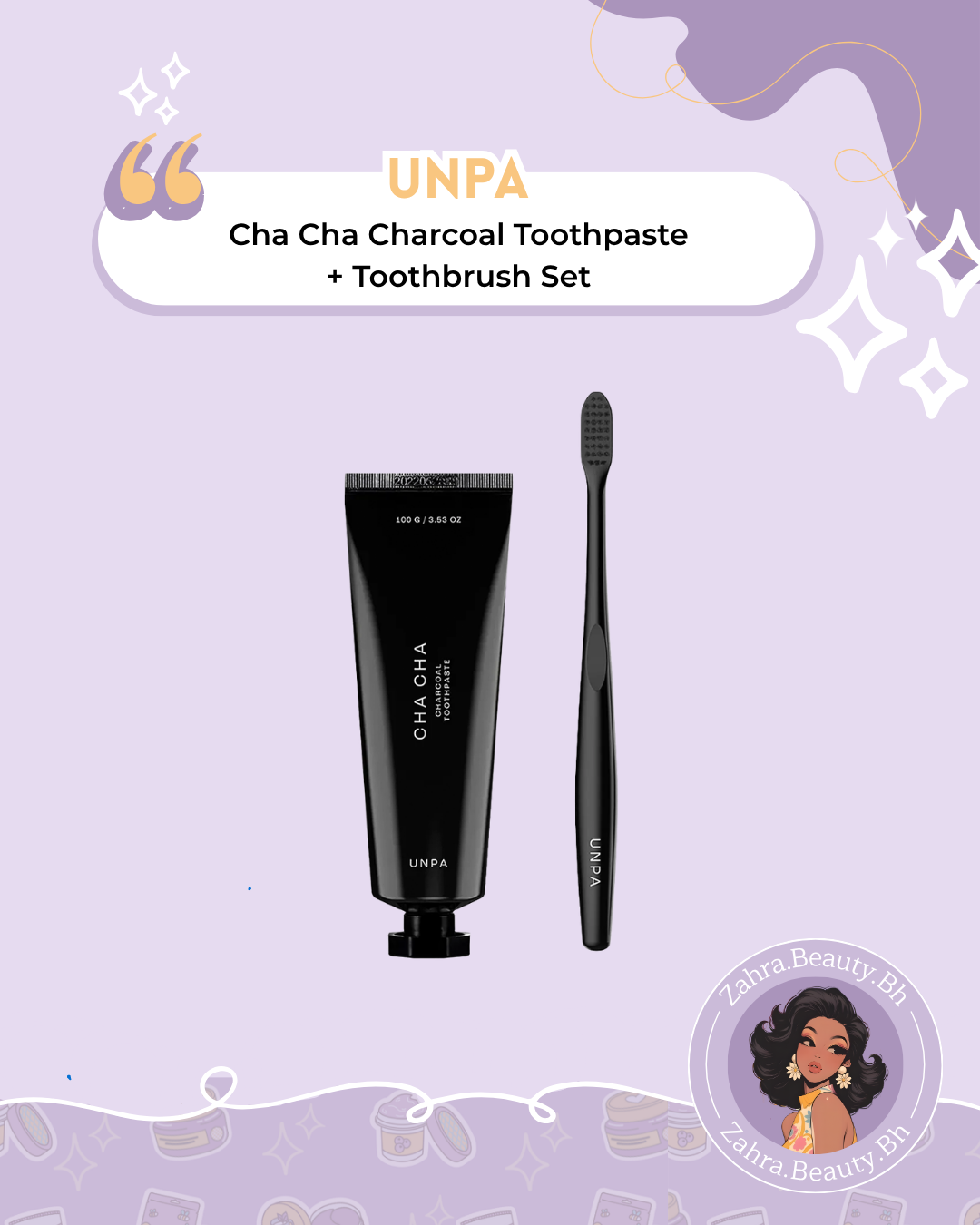 unpa - Cha Cha Charcoal Toothpaste + Toothbrush Set